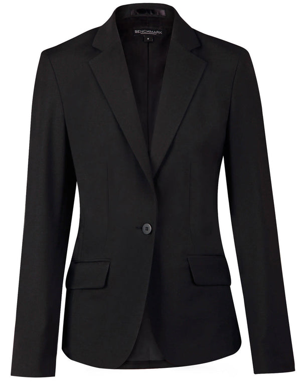 Ladies Wool Blend Stretch One Button Cropped Jacket [53-M9201]