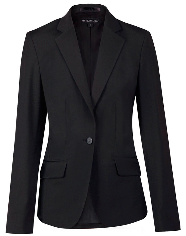 Ladies Wool Blend Stretch One Button Cropped Jacket [53-M9201]