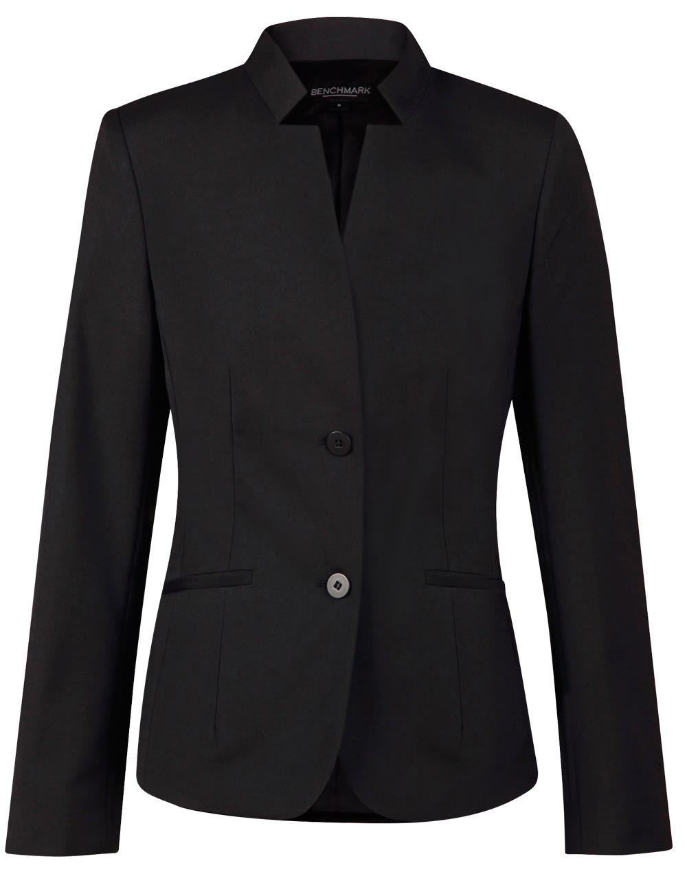 Ladies Wool Blend Stretch Reverse Lapel Jacket [53-M9202]