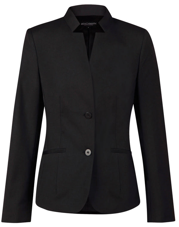 Ladies Wool Blend Stretch Reverse Lapel Jacket [53-M9202]