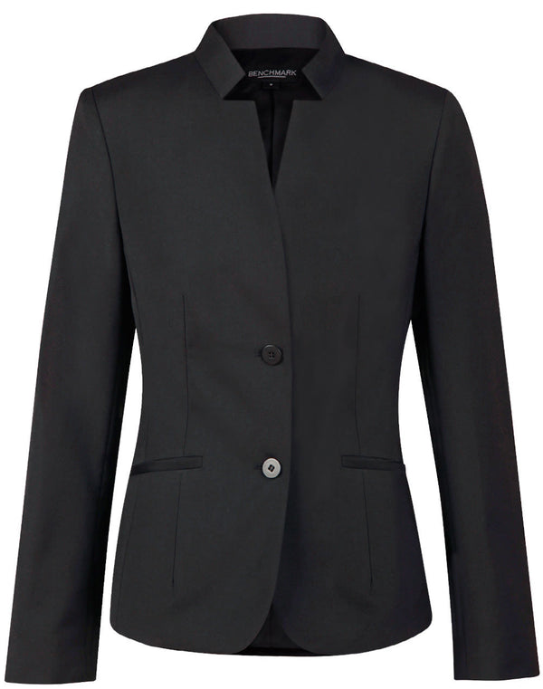 Ladies Wool Blend Stretch Reverse Lapel Jacket [53-M9202]