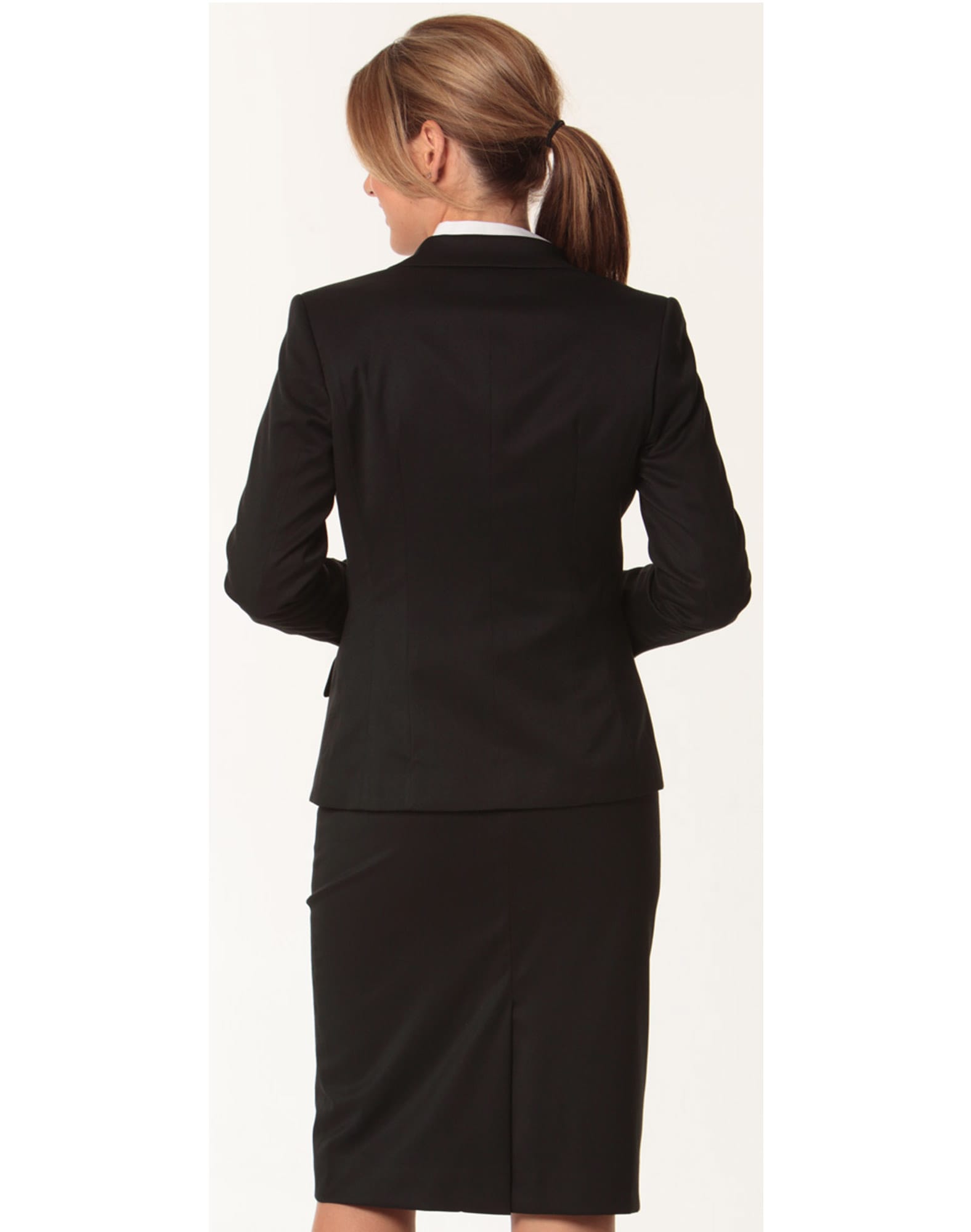 Womens One Button Cropped Jacket in Poly/Viscose Stretch [53-M9205]
