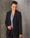Womens Two Buttons Mid Length Jacket in Poly/Viscose Stretch [53-M9206]