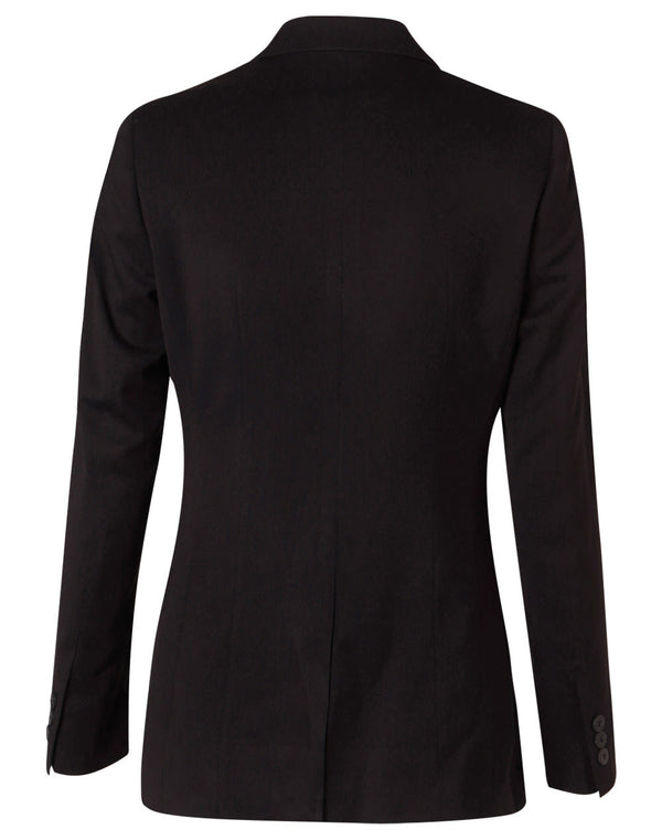 Womens Two Buttons Mid Length Jacket in Poly/Viscose Stretch [53-M9206]