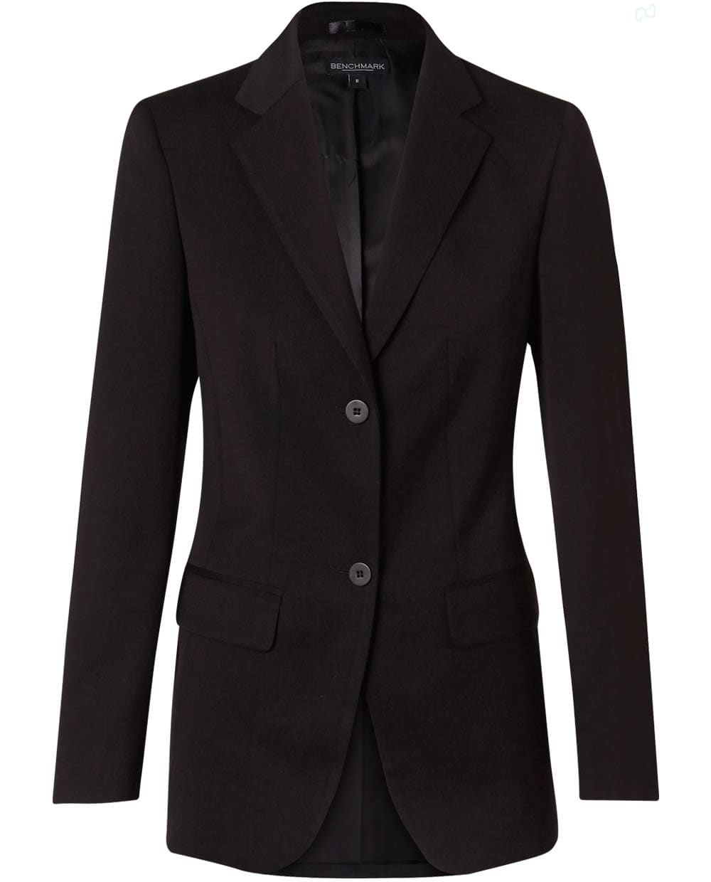 Womens Two Buttons Mid Length Jacket in Poly/Viscose Stretch [53-M9206]