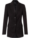 Womens Two Buttons Mid Length Jacket in Poly/Viscose Stretch [53-M9206]