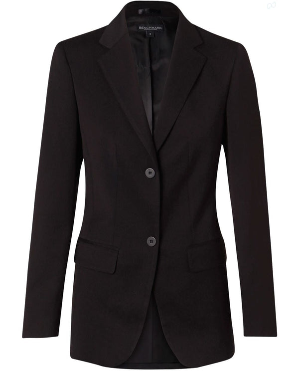 Womens Two Buttons Mid Length Jacket in Poly/Viscose Stretch [53-M9206]