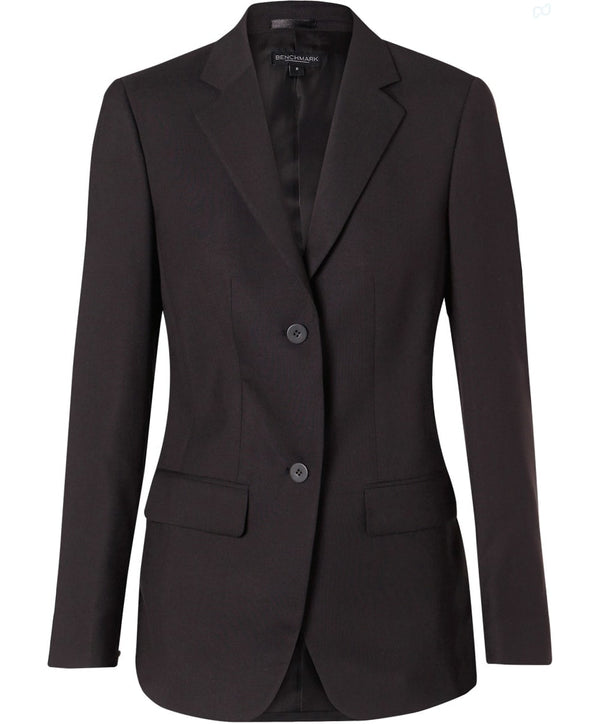 Womens Two Buttons Mid Length Jacket in Poly/Viscose Stretch [53-M9206]