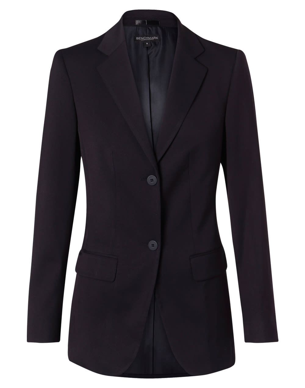 Womens Two Buttons Mid Length Jacket in Poly/Viscose Stretch [53-M9206]