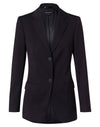 Womens Two Buttons Mid Length Jacket in Poly/Viscose Stretch [53-M9206]