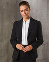 Womens One Button Cropped Jacket in Poly/Viscose Stretch Stripe [53-M9208]