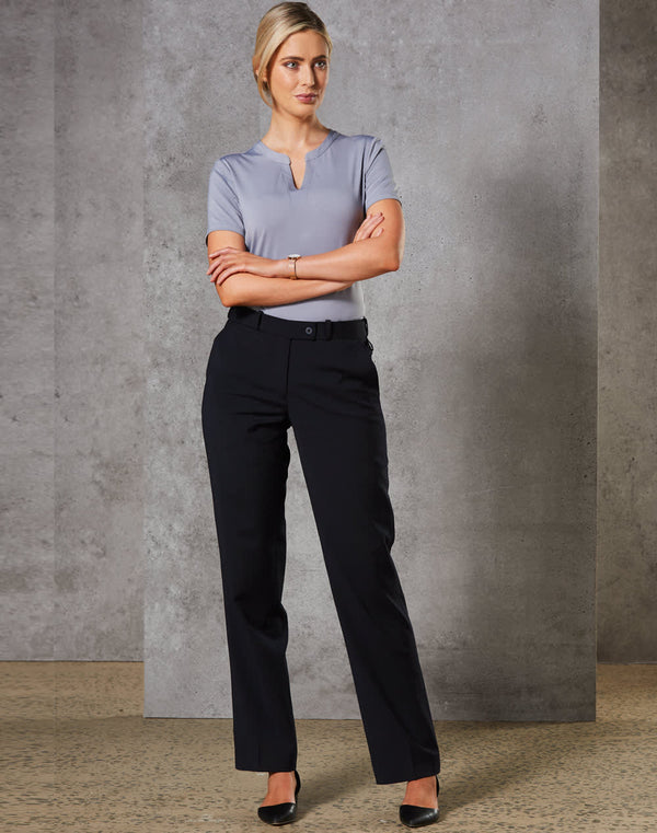 Womens Wool Blend Stretch Slim Leg Flexi Waist Pants [53-M9400]