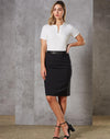 Womens Mid Length Lined Pencil Skirt in Wool Stretch [53-M9470]