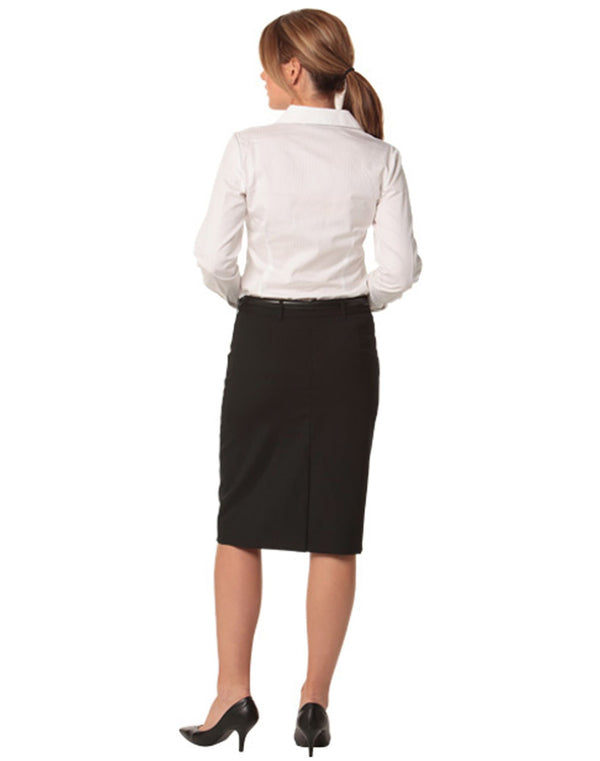 Womens Mid Length Lined Pencil Skirt in Wool Stretch [53-M9470]