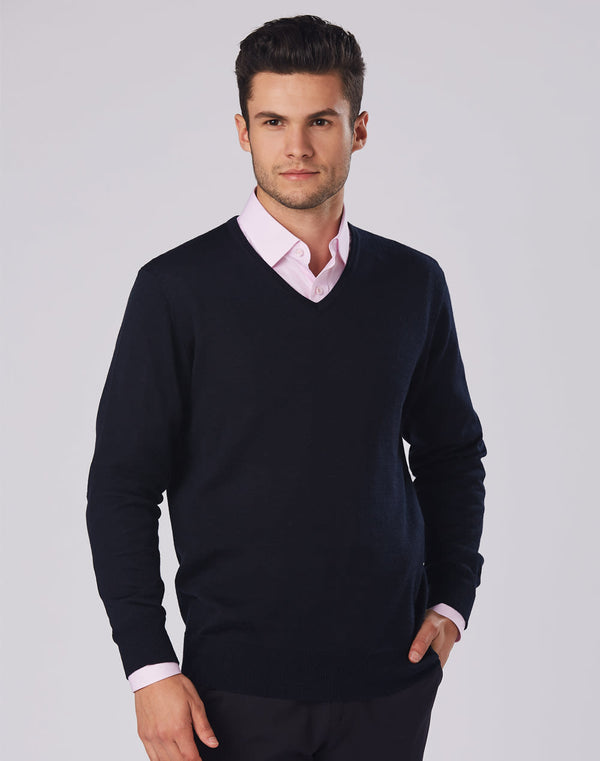 BENCHMARK Mens V Neck Long Sleeves Jumper [53-M9502]