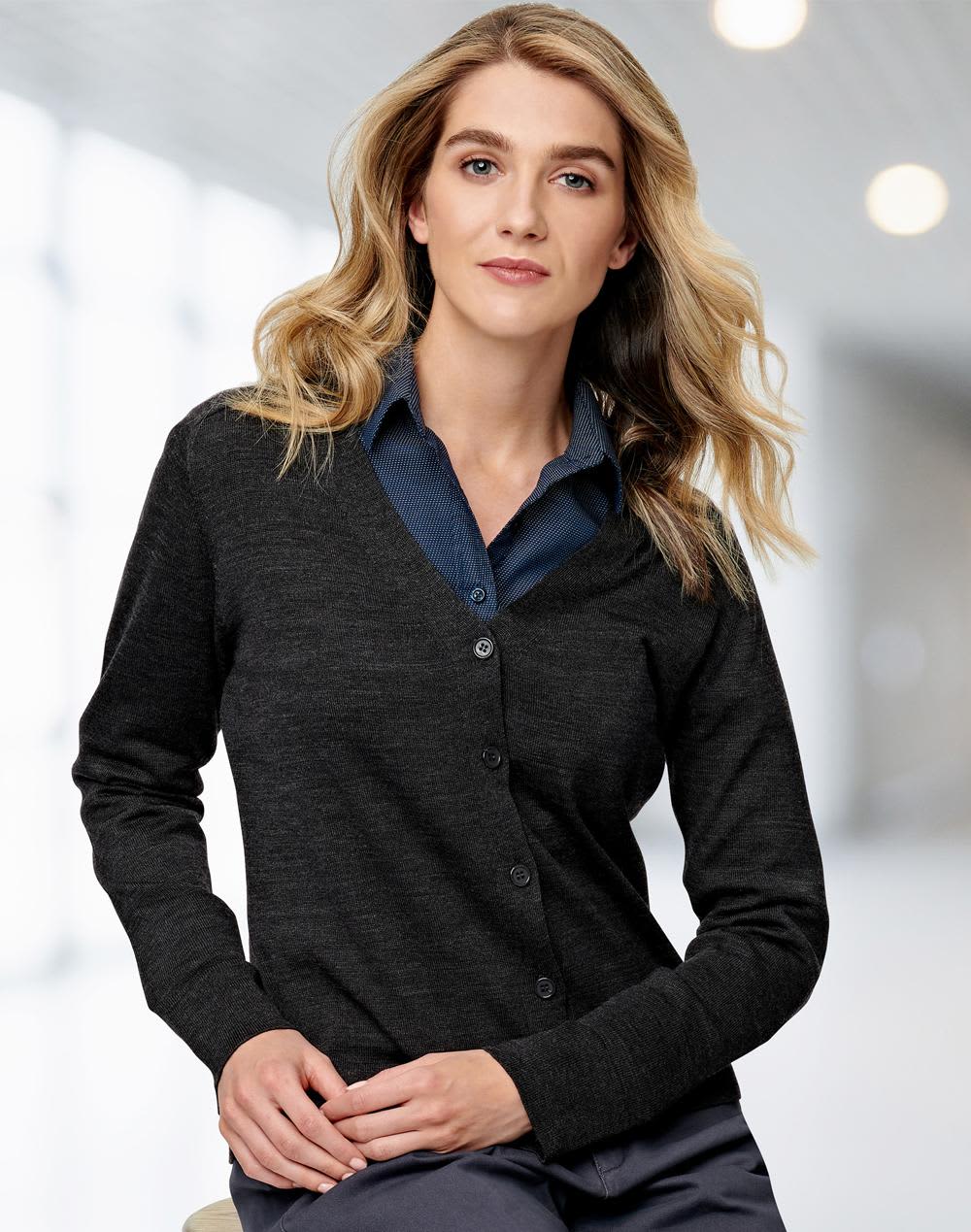 Womens 100 Merino Wool L/S Cardigan [53-M9602]