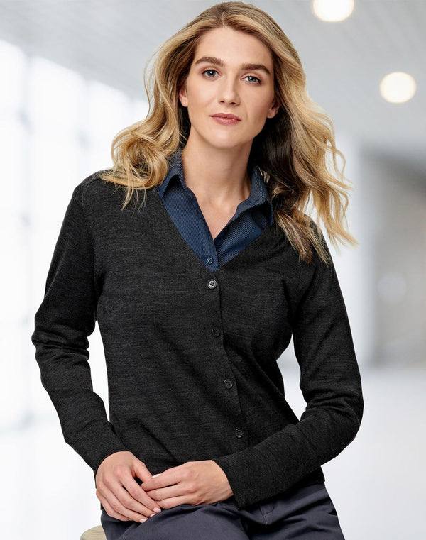Womens 100 Merino Wool L/S Cardigan [53-M9602]