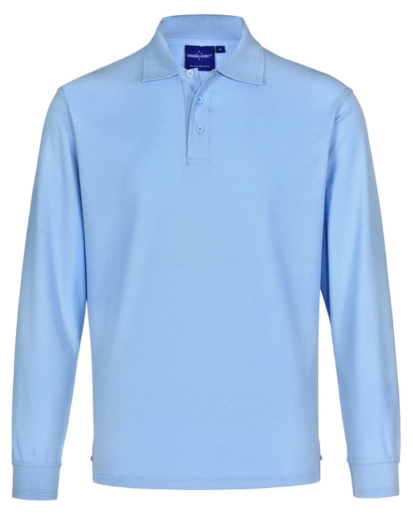 Adults 240gsm Poly/Cotton Pique L/S Polo [53-PS12]