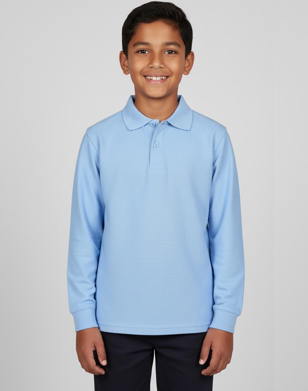 Kids 240gsm Poly/Cotton Pique L/S Polo [53-PS12K]