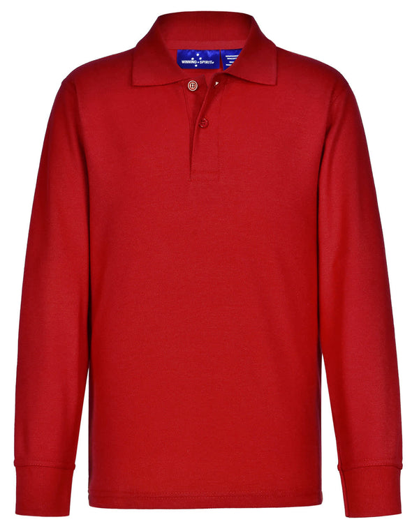 Kids 240gsm Poly/Cotton Pique L/S Polo [53-PS12K]
