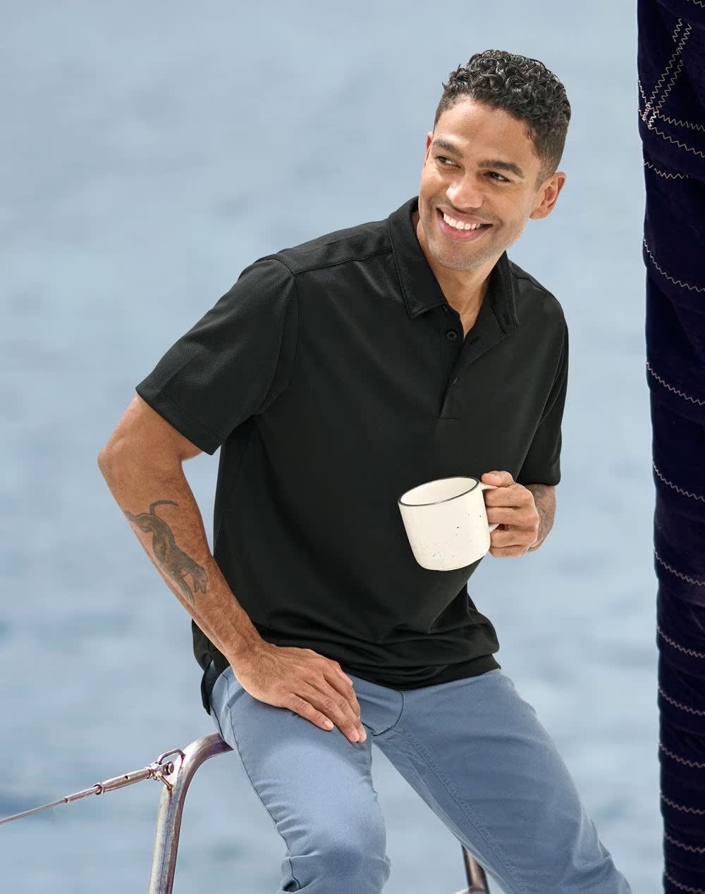 Mens Sustainable Jacquard Knit S/S Polo [53-PS95]