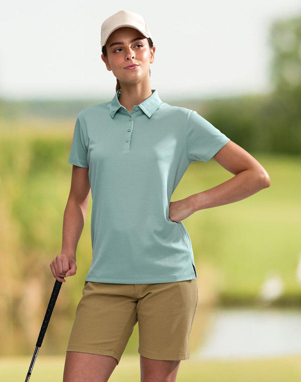 Ladies Sustainable Jacquard Knit S/S Polo [53-PS96]