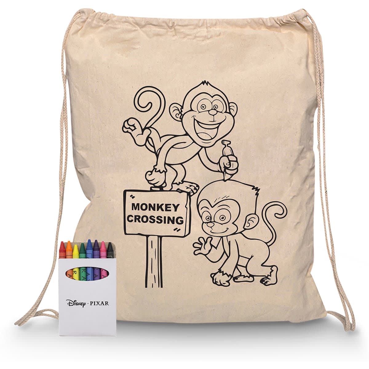 Squiggle Calico Drawstring Bag  Crayon set [11-RB1020S]