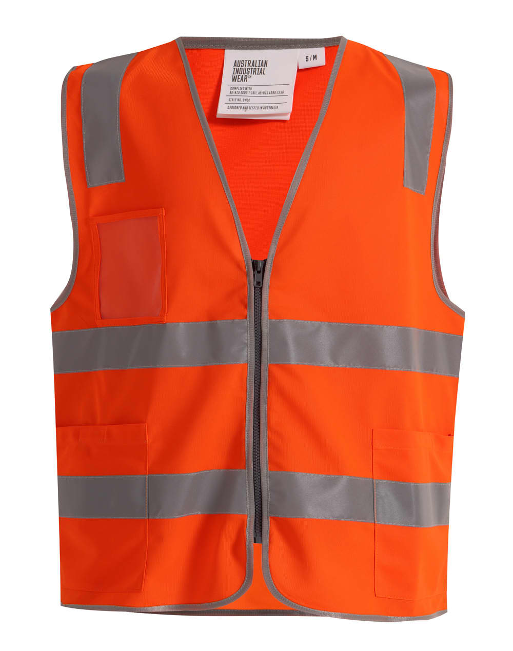 Hi Vis Safety Zip Vest With ID  Utility Pockets [53-SW04]