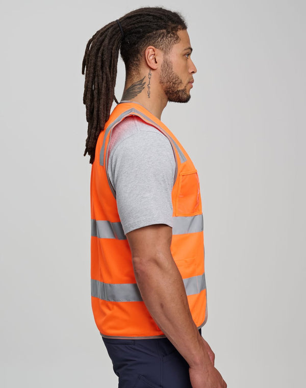 Hi Vis Safety Zip Vest With ID  Utility Pockets [53-SW04]
