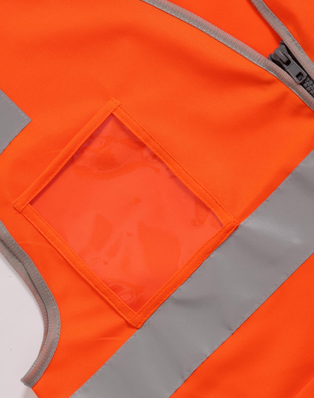 Hi Vis Safety Zip Vest With ID  Utility Pockets [53-SW04]
