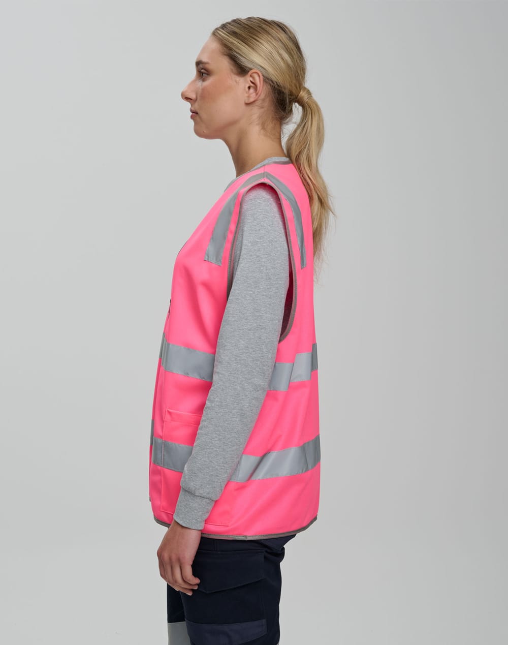 Hi Vis Safety Zip Vest With ID  Utility Pockets [53-SW04]