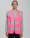 Hi Vis Safety Zip Vest With ID  Utility Pockets [53-SW04]