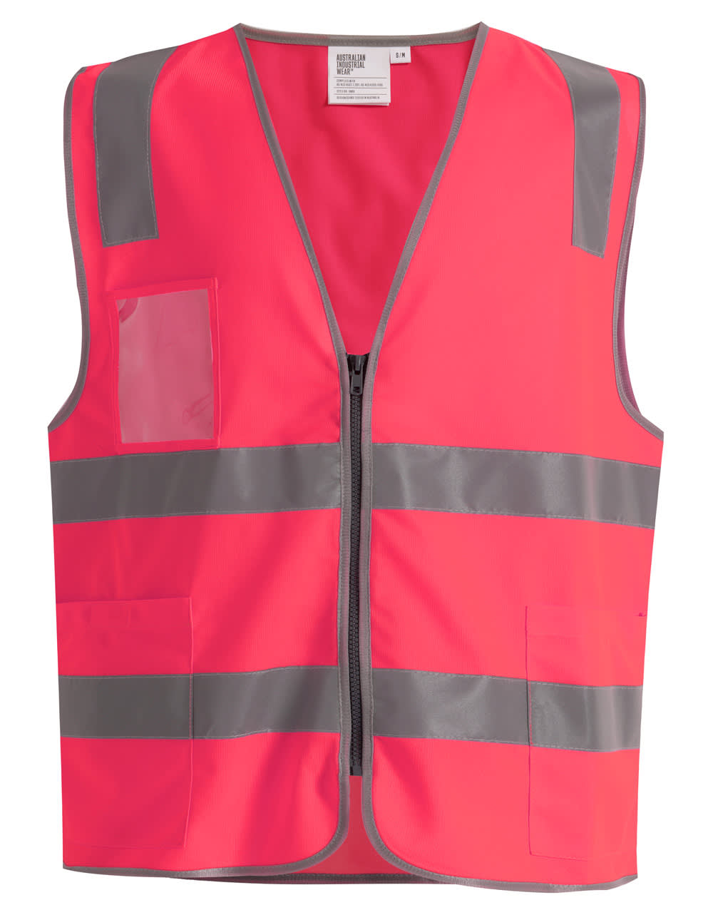 Hi Vis Safety Zip Vest With ID  Utility Pockets [53-SW04]