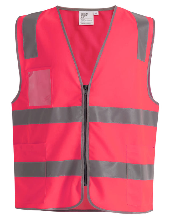 Hi Vis Safety Zip Vest With ID  Utility Pockets [53-SW04]