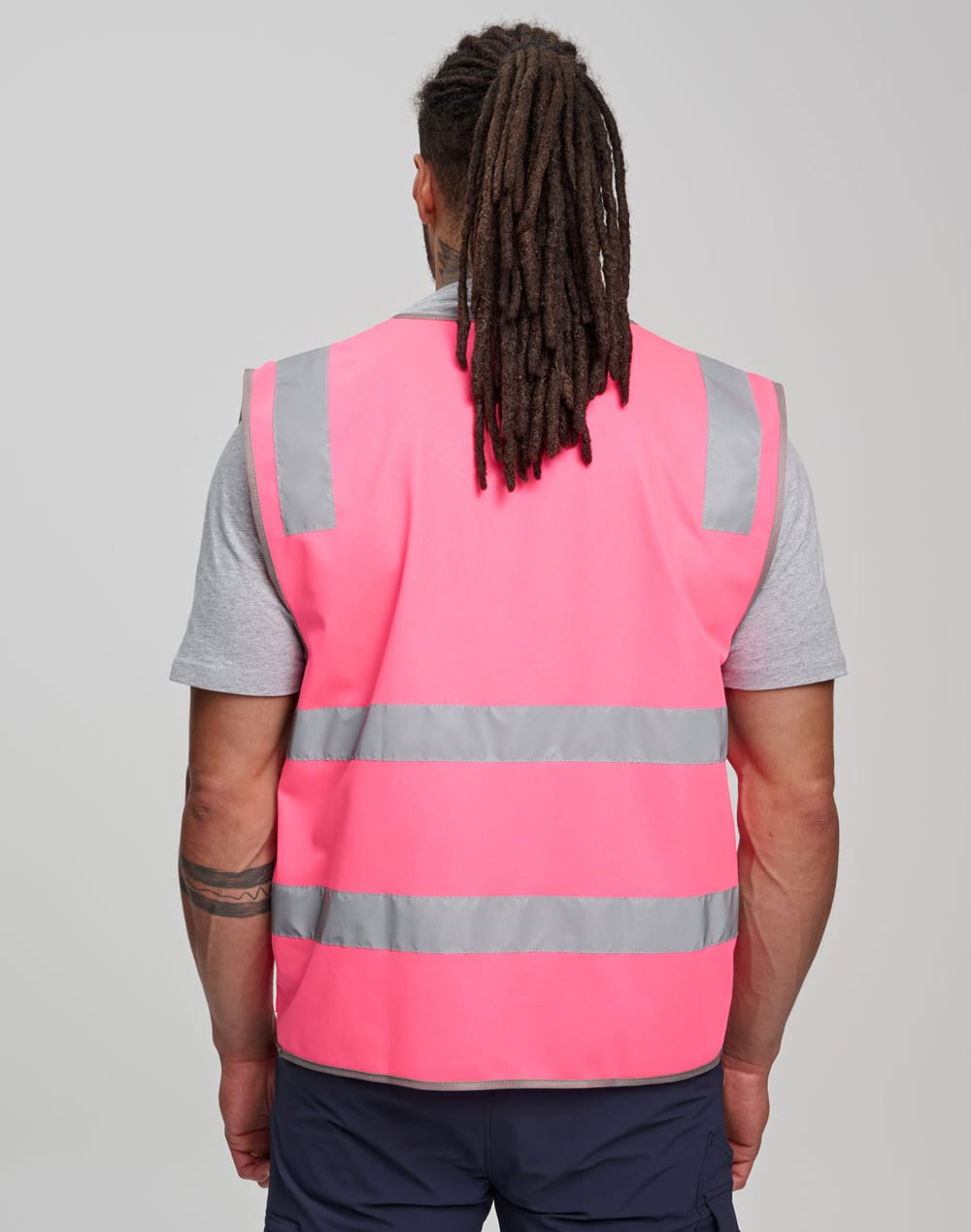 Hi Vis Safety Zip Vest With ID  Utility Pockets [53-SW04]