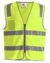 Hi Vis Safety Zip Vest With ID  Utility Pockets [53-SW04]