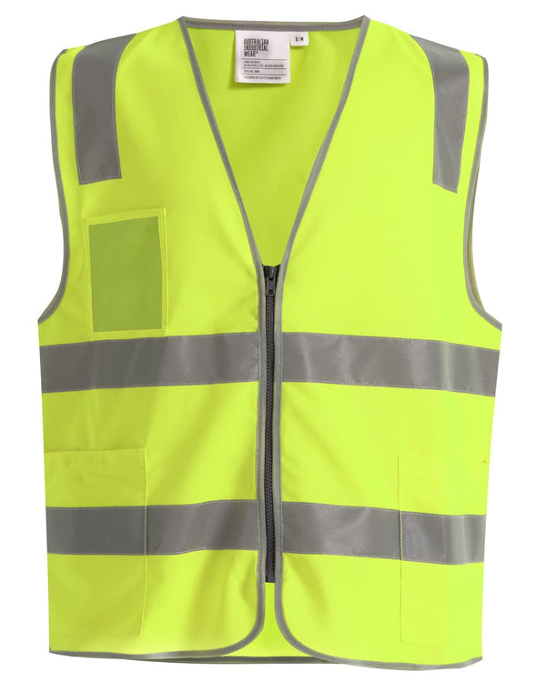 Hi Vis Safety Zip Vest With ID  Utility Pockets [53-SW04]