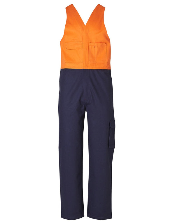 HiHis Two Tone Mens Cotton Drill Action Back OverallStout [53-SW202]