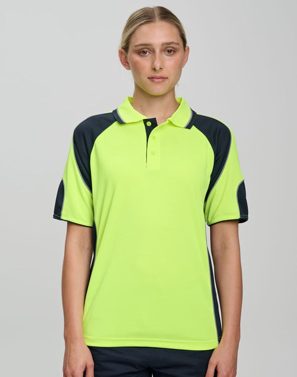Mens HiVis Cooldry Contrast Polo with Sleeve Panels [53-SW61]
