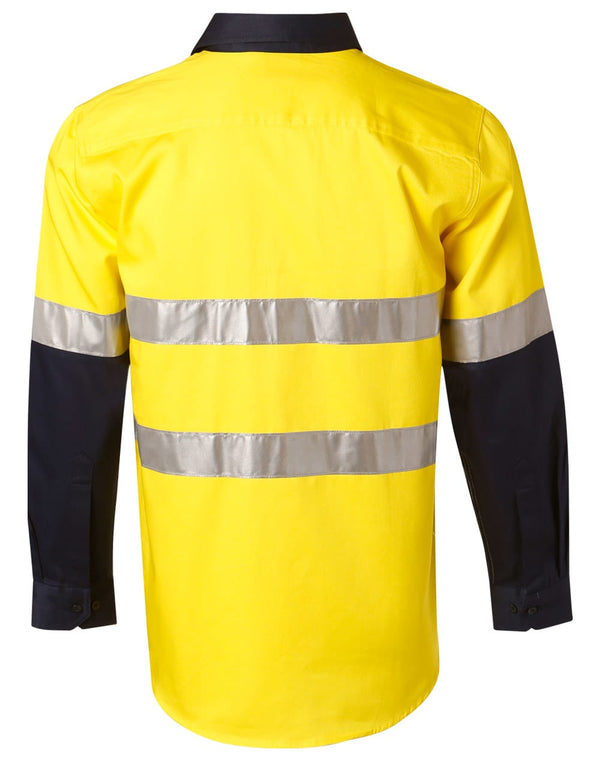 Mens HiVis Cotton Twill  L/S Safety Shirt 3M tape [53-SW68]