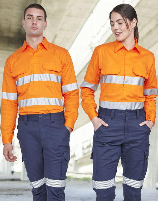 AIW Unisex Hi Vis Cool Breeze Closed Front Ls Shirt With  Perforated Tape [53-SW87]