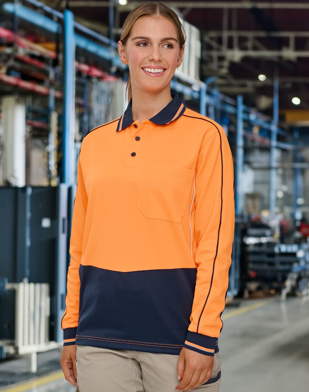 HiVis Sustainable CoolBreeze TrueDry Safety L/S Polo [53-SW90]