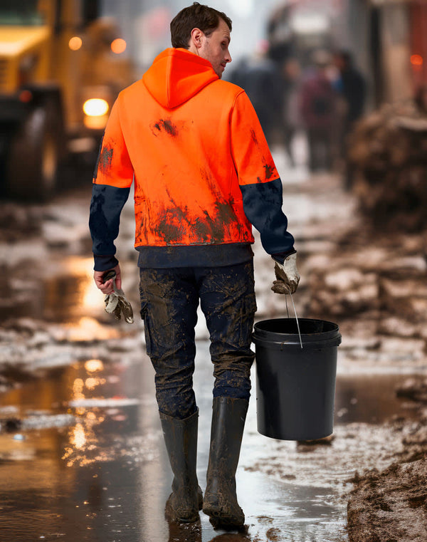 HiVis Two Tone Water Resistant Fleece Hoodie [53-SW91]