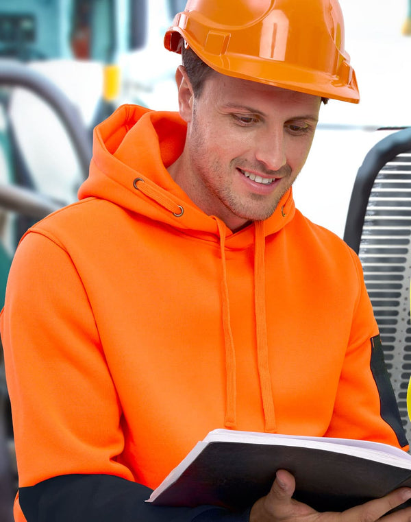 HiVis Two Tone Water Resistant Fleece Hoodie [53-SW91]