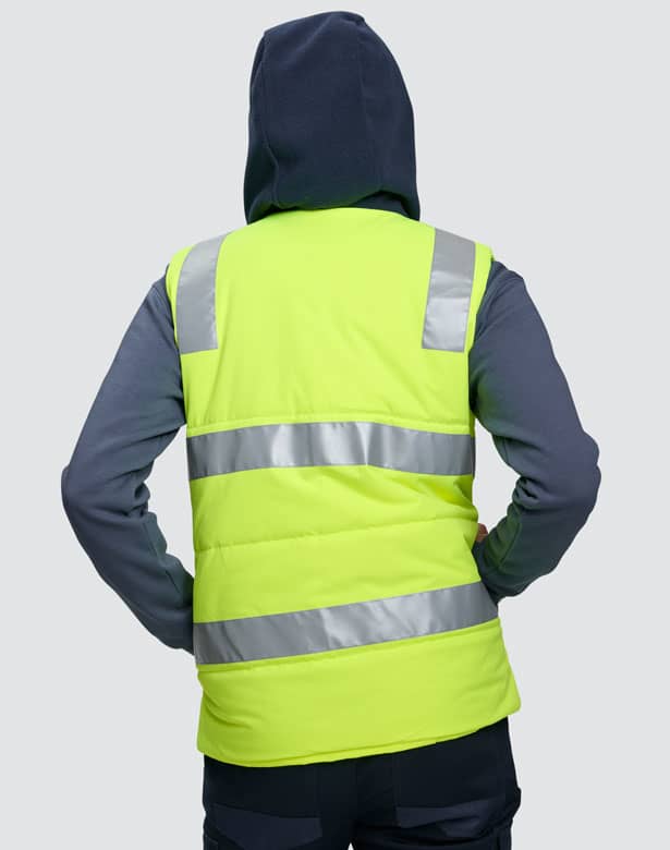 Unisex Hi Vis Hooded Puffer Vest [53-SW93]