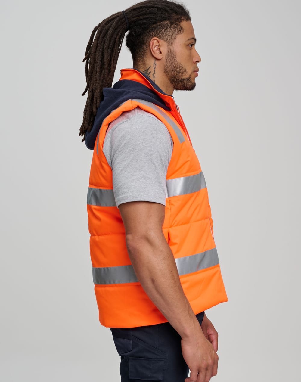 Unisex Hi Vis Hooded Puffer Vest [53-SW93]