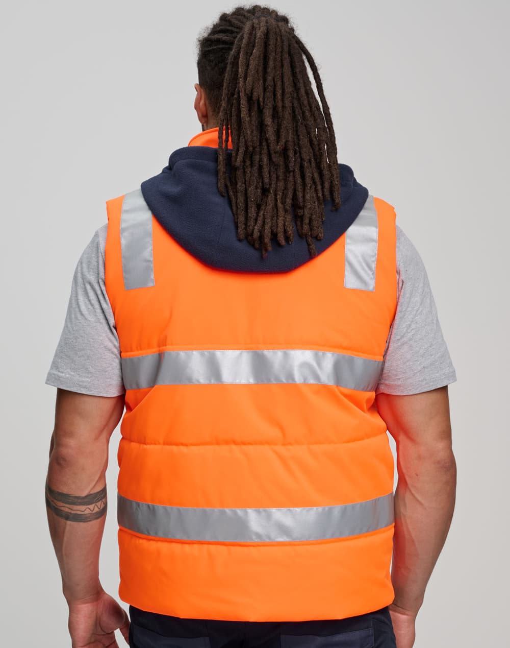 Unisex Hi Vis Hooded Puffer Vest [53-SW93]