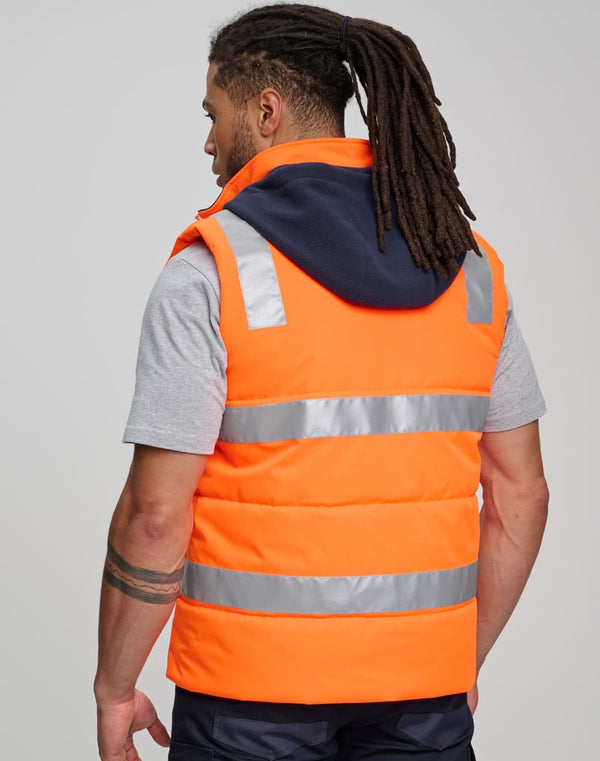 Unisex Hi Vis Hooded Puffer Vest [53-SW93]