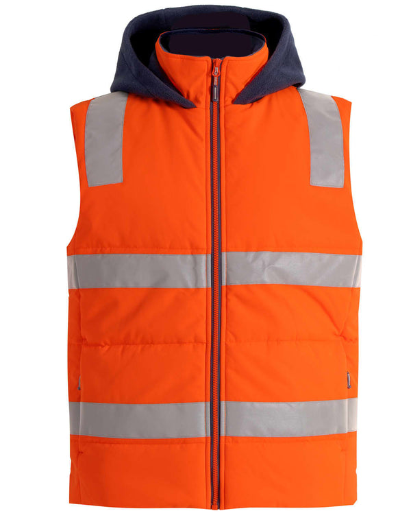 Unisex Hi Vis Hooded Puffer Vest [53-SW93]