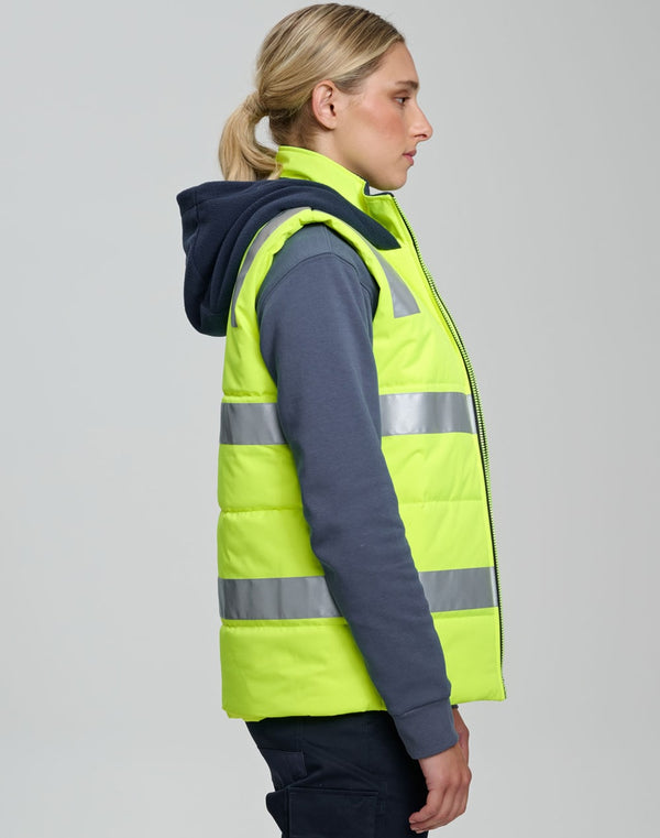 Unisex Hi Vis Hooded Puffer Vest [53-SW93]